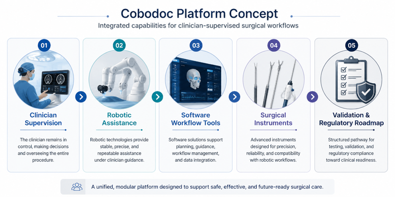 Cobodoc’s platform concept combines robotics, software, surgical-instrument know-how, and workflow-support tools.